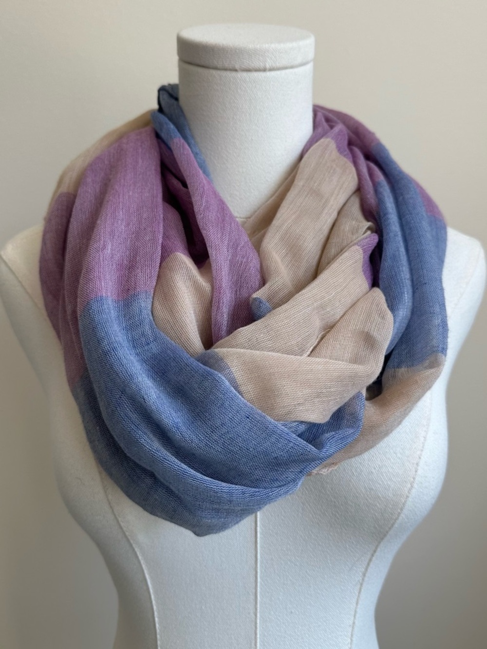 Lightweight Lavender, Blue & Cream Infinity Loop Scarf - Women Accessories